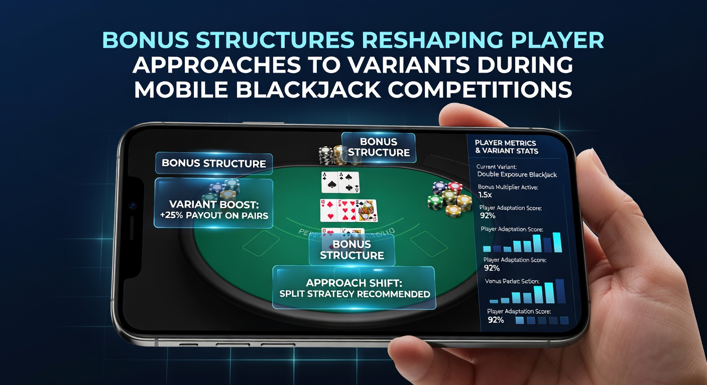 Mobile Blackjack-Schnittstelle mit Varianten und Bonusanzeigen in einem Wettbewerb